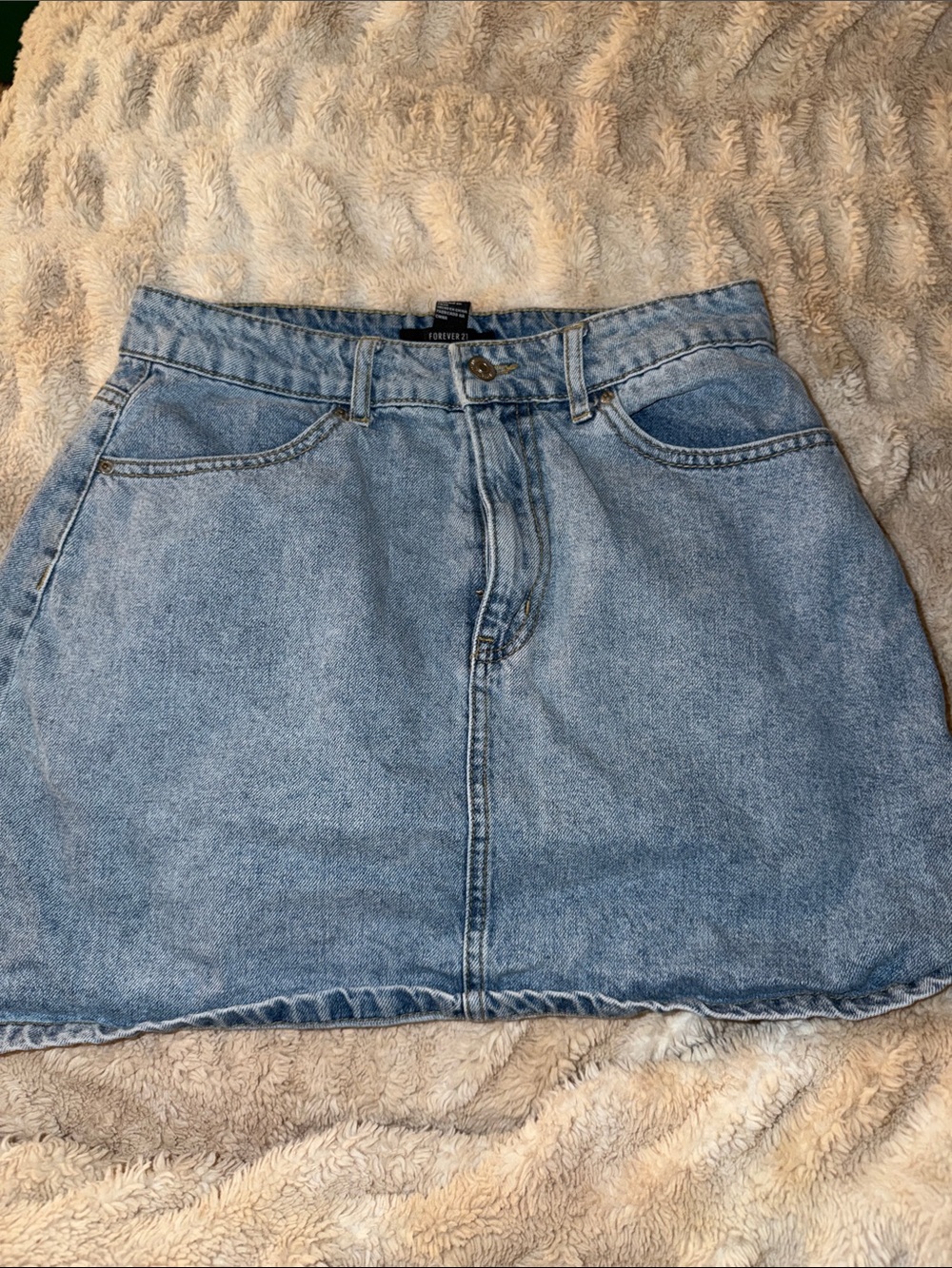 Forever 21 Light Wash Denim Mini Skirt